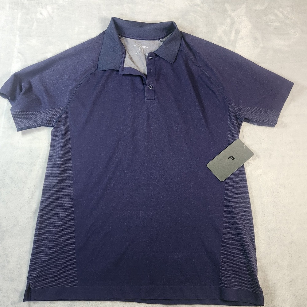 Fabletics Training‎ Day Polo Shirt Short Sleeve Dark Blue Mens Size LARGE